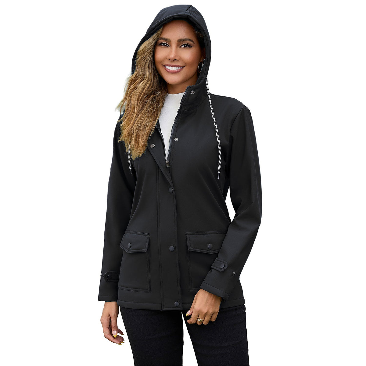 Damen wetterfeste Parkajacke mit verstellbarem Kordelzug EB