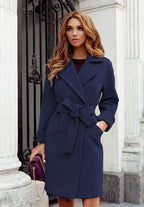 Damen Eleganter Trenchcoat mit Gürtel und praktischen Taschen EB