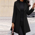 Damen Eleganter Wollmantel mit doppelter Knopfleiste und minimalistischen Design EB