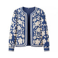 Damen gestickte Blumenjacke mit Volumenärmeln EB