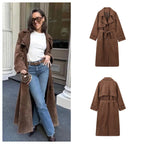 Damen elegante Suede Trenchcoat EB