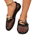 Damen Ballerinas mit Netzdesign und dekorativer Schnalle EB