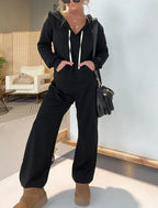 Damen Lässiger Hoodie-Jumpsuit mit tiefem V-Ausschnitt und praktischen Taschen EB