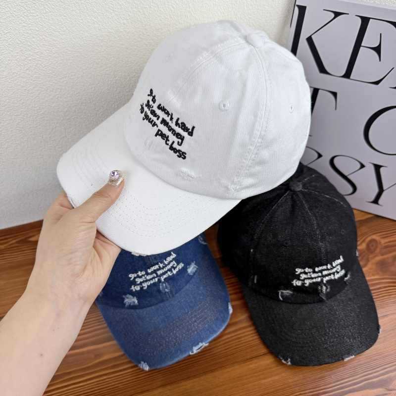 Statement-Kappe aus Denim im Distressed-Look für Damen