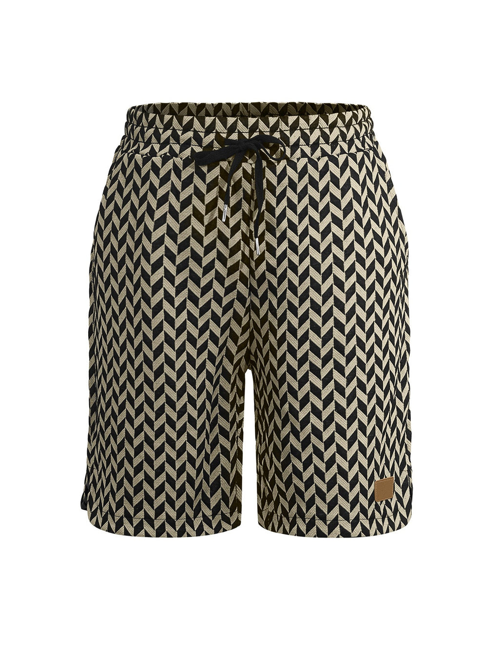 Damen-Jacquard-Shorts mit elastischem Komfortbund und Fischgrätmuster