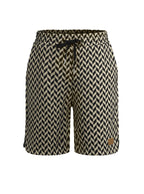 Damen-Jacquard-Shorts mit elastischem Komfortbund und Fischgrätmuster