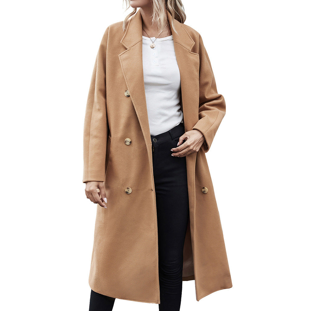 Damen eleganter Trenchcoat mit taillierbarem Gürtel und großen Taschen EB