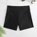 Damen-Badeshorts mit hohem Bund und Seitentaschen
