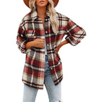 Damen Karierte Baumwolljacke im lässigen Oversized-Schnitt EB