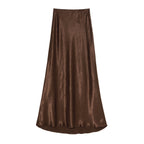 Damen Eleganter Maxirock aus satinierter Viskose EB
