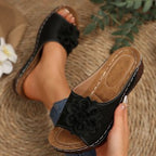 Damen dekorative Pantoletten mit floralem Design und komfortabler Fußbettung EB