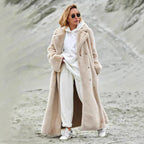Damen Eleganter, gefütterter Wintermantel mit breitem Revers EB