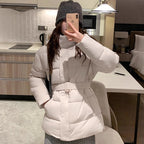 Damen klassische Pufferjacke mit hohem Kragen und praktischen Taschen EB
