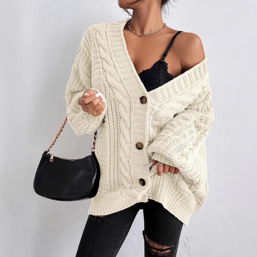 Damen Grobstrick-Cardigan mit dekorativem Zopfmuster EB