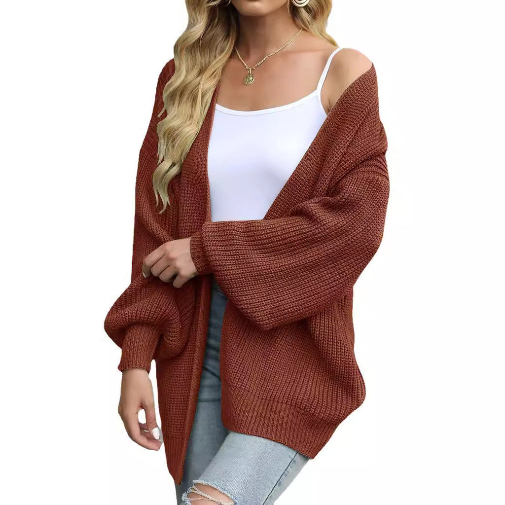 Damen Grob gestrickter Cardigan mit überschnittenen Schultern EB