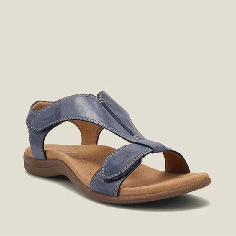 Damen Bequeme Riemchen-Sandalen mit anatomischem Fußbett und verstellbarem Klettverschluss EB