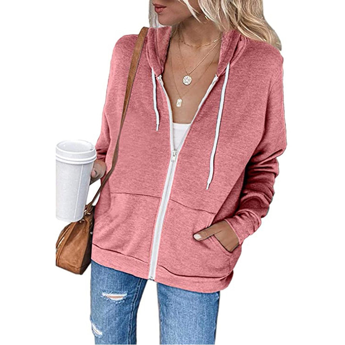 Damen Kapuzenjacke mit weichem Fleece und praktischen Taschen EB