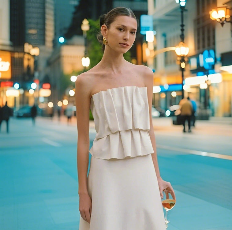 Damen elegantes Abendkleid mit raffinierten Rüschendetails EB