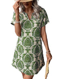Damen Casual Kleid mit floralen Mustern und einem eleganten V-Ausschnitt EB