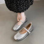 Damen Ballerinas mit stylishem Riemen und glänzender Oberfläche EB