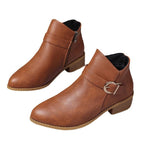 Damen Elegante Ankle Boots mit modischem Reißverschluss und dekorativer Schnalle EB