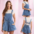 Damen Denim-Latzoverall mit verstellbaren Trägern und Taillenzug EB
