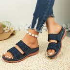 Damen bequeme Clogs mit dekorativen Blütenschneiden und ergonomischer Fußbett EB