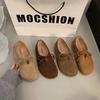 Damen bequeme Filzschuhe mit dekorativem Schnürdetail EB