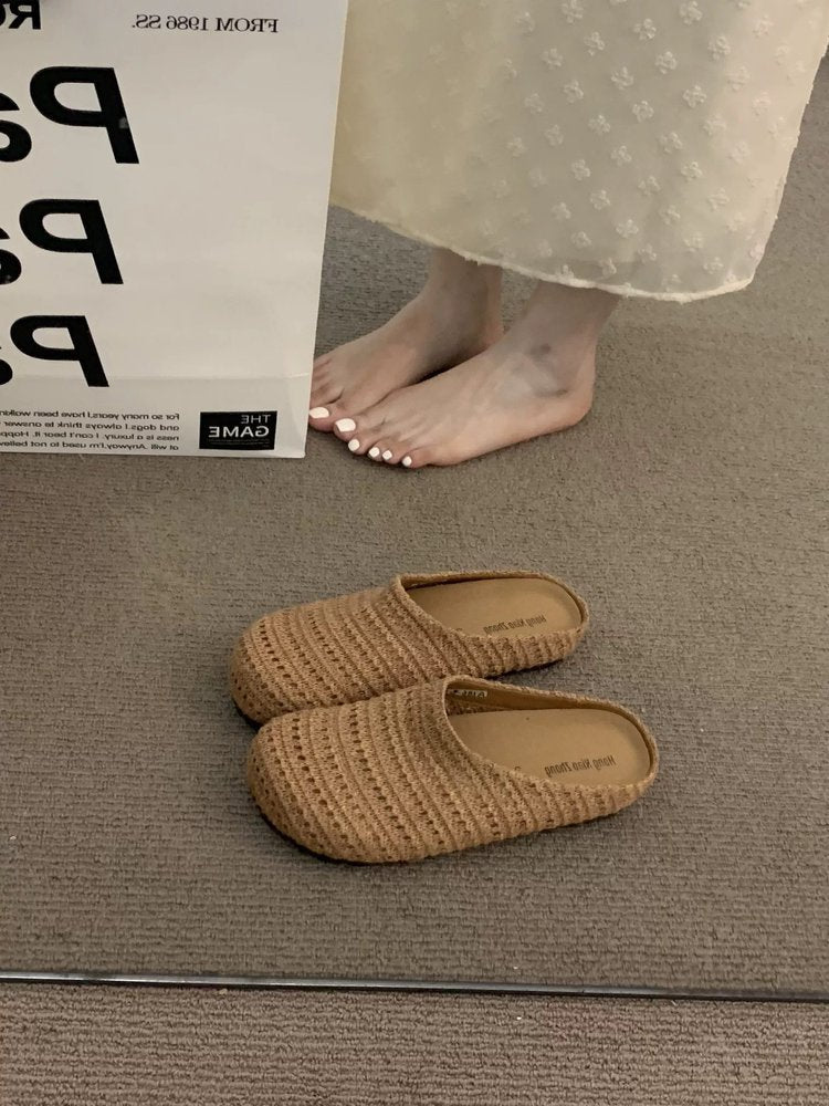 Damen bequeme Slipper aus atmungsaktivem Textilmaterial EB
