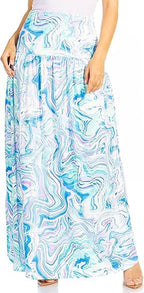 Damen Maxi-Rock mit elastischem Bund und Taschen EB