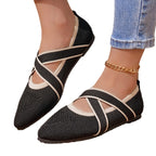 Damen elegante Ballerinas mit kreuzendem Riemen und atmungsaktivem Obermaterial EB