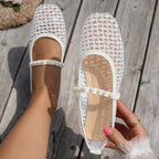 Damen elegante Ballerinas mit floralen Applikationen und rutschfester Sohle EB