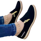Damen Bequeme Slip-On Schuhe mit dekorativem Reißverschluss EB