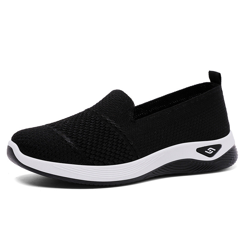 Damen Bequeme Slip-On Freizeitschuhe mit luftdurchlässigem Strickoberteil EB