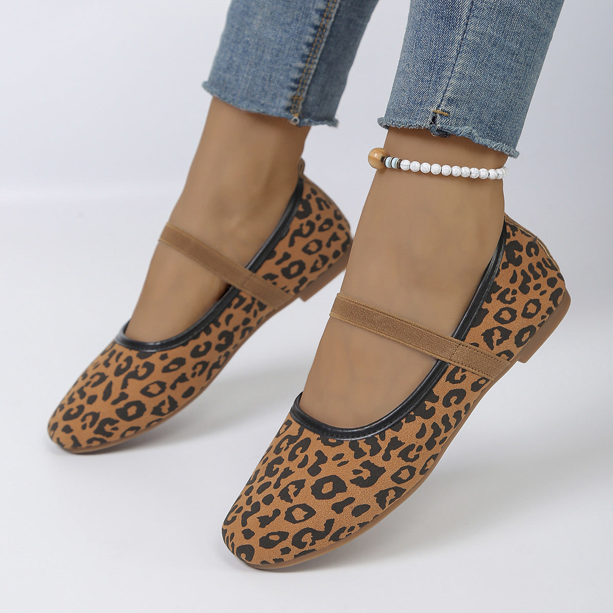 Damen bequeme Ballerinas mit elastischem Riemen EB