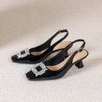 Damen Slingback-Pumps mit funkelndem Schmuckelement EB