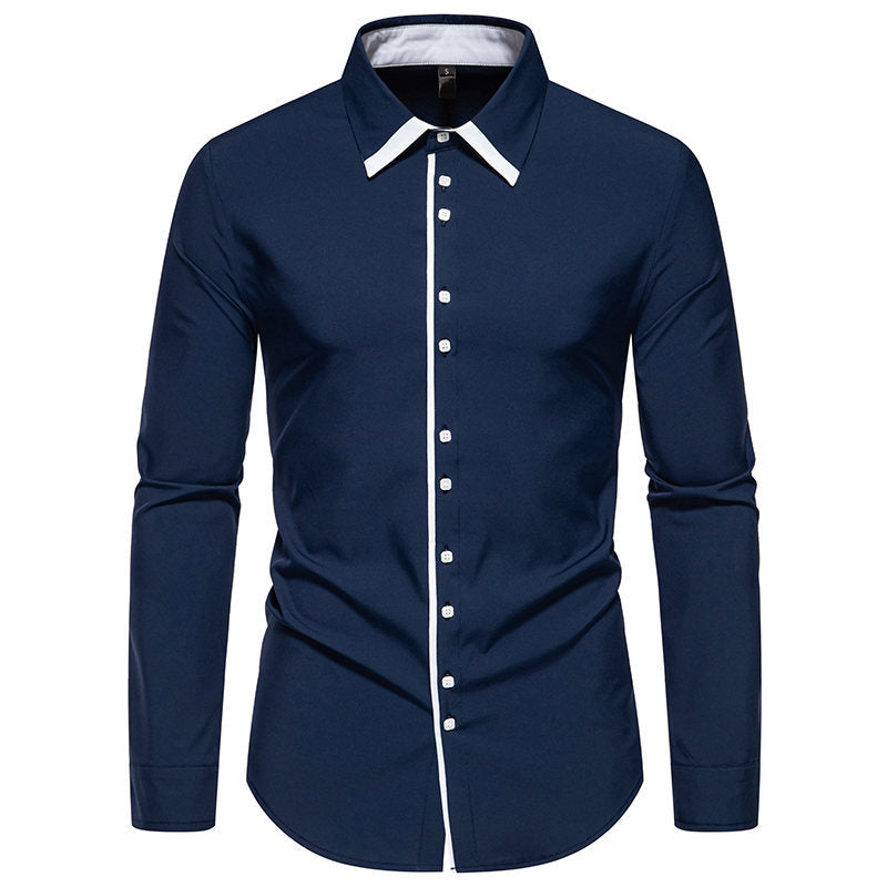 Herren elegantes Slim-Fit Hemd mit kontrastierendem Kragen und hochwertigen Stoffdetails EB