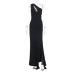 Damen Elegantes Maxikleid mit asymmetrischem Schnitt und Raffung EB