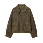 Damen kurz geschnittene Wildlederjacke EB
