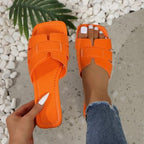 Damen Bequeme Slide-Sandalen mit trendigem Querriemen EB