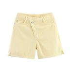 Damen Jeansshorts im lässigen Vintage-Stil mit hohem Bund und seitlichen Schlitzen EB