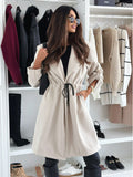 Damen lockerer Kapuzensweatcoat mit verstellbarem Taillenzug und eleganten Details EB