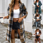 Damen Karierter Mantel mit moderner Schnittführung und praktischem Taschen-Design EB