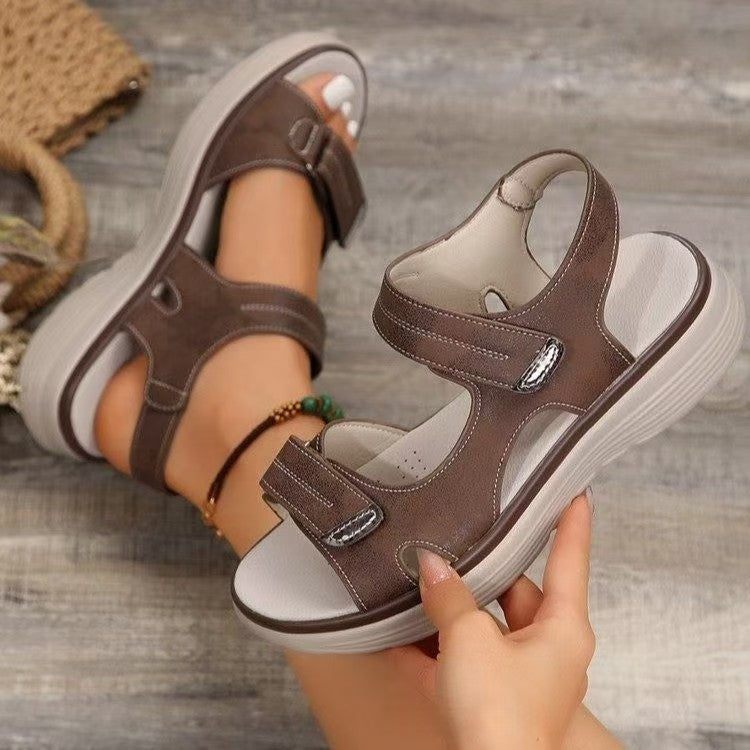 Damen Bequeme Sandalen mit praktischen Klettverschlüssen EB