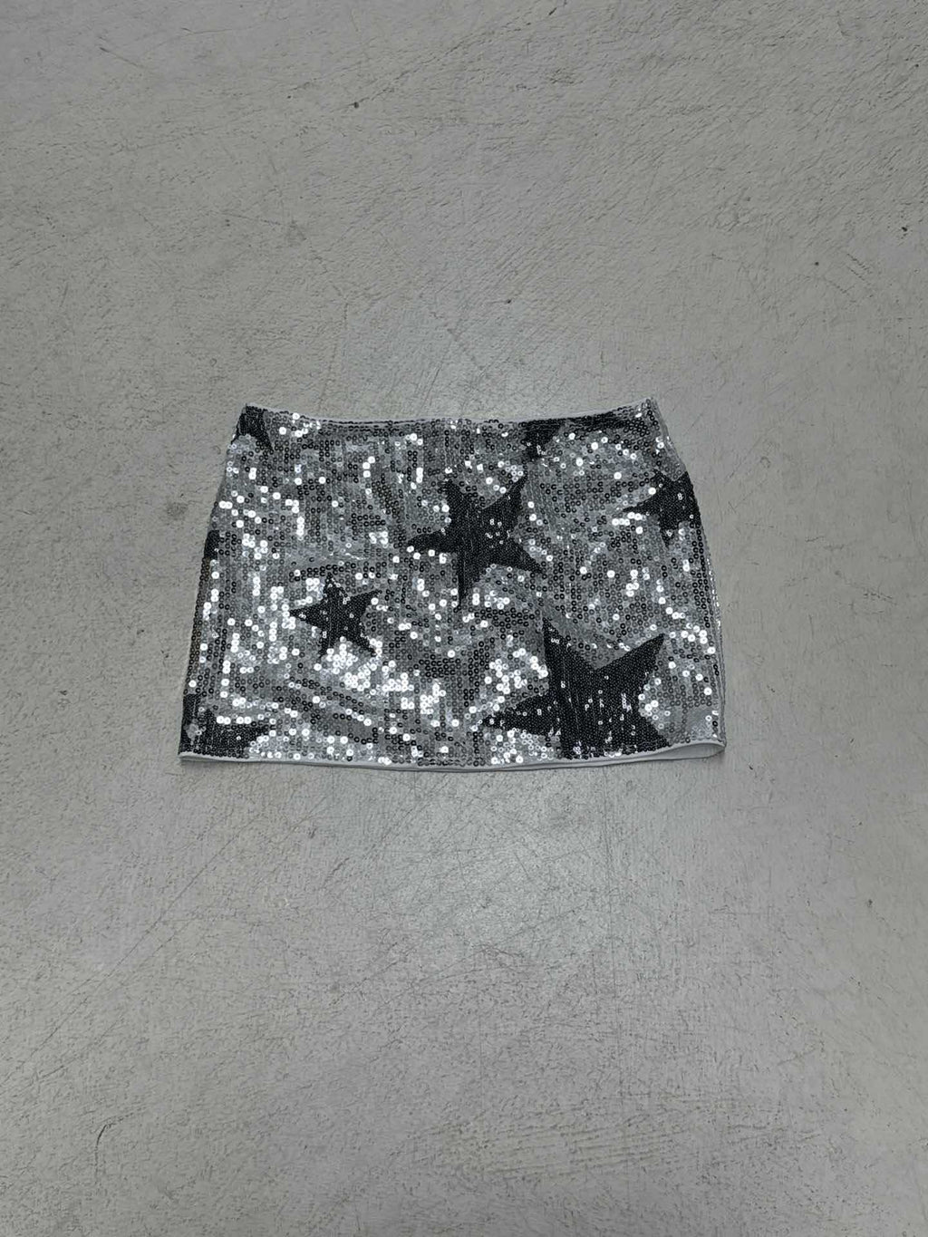Damen Minirock aus funkelndem Pailletten mit Sternenmotiv EB