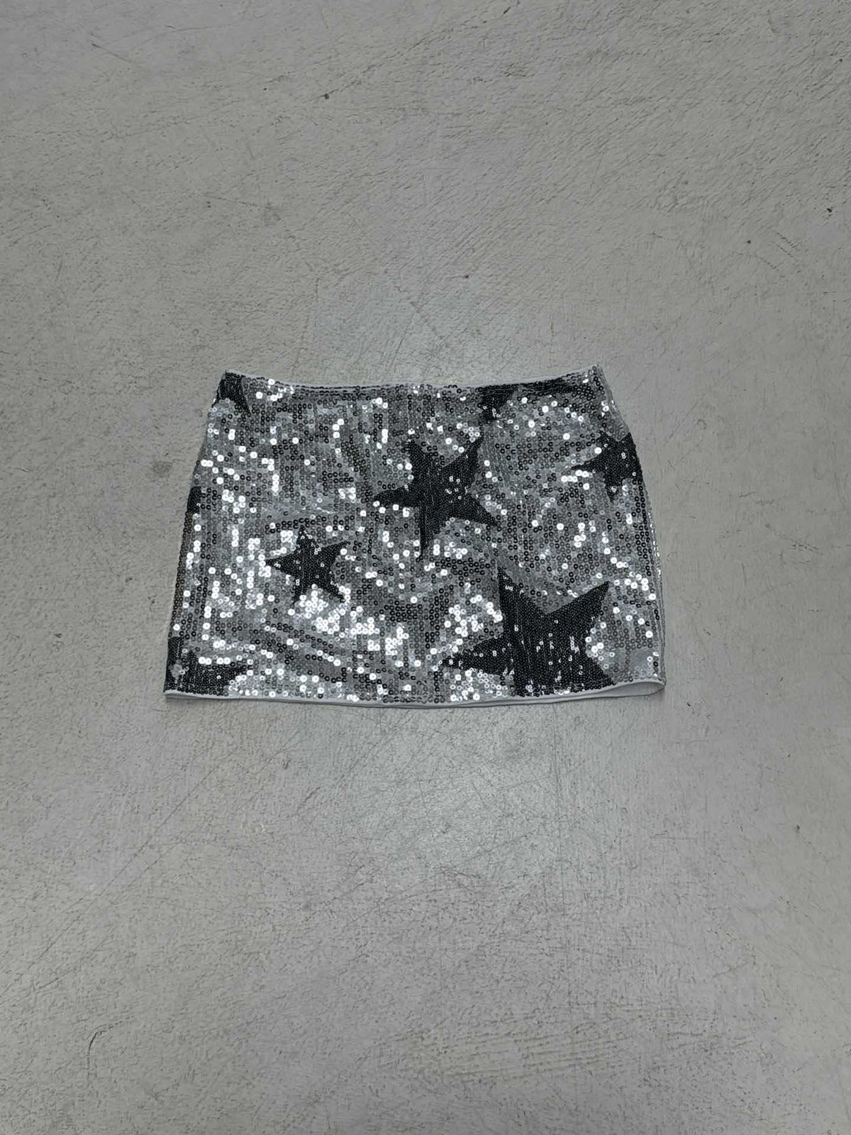 Damen Minirock aus funkelndem Pailletten mit Sternenmotiv EB