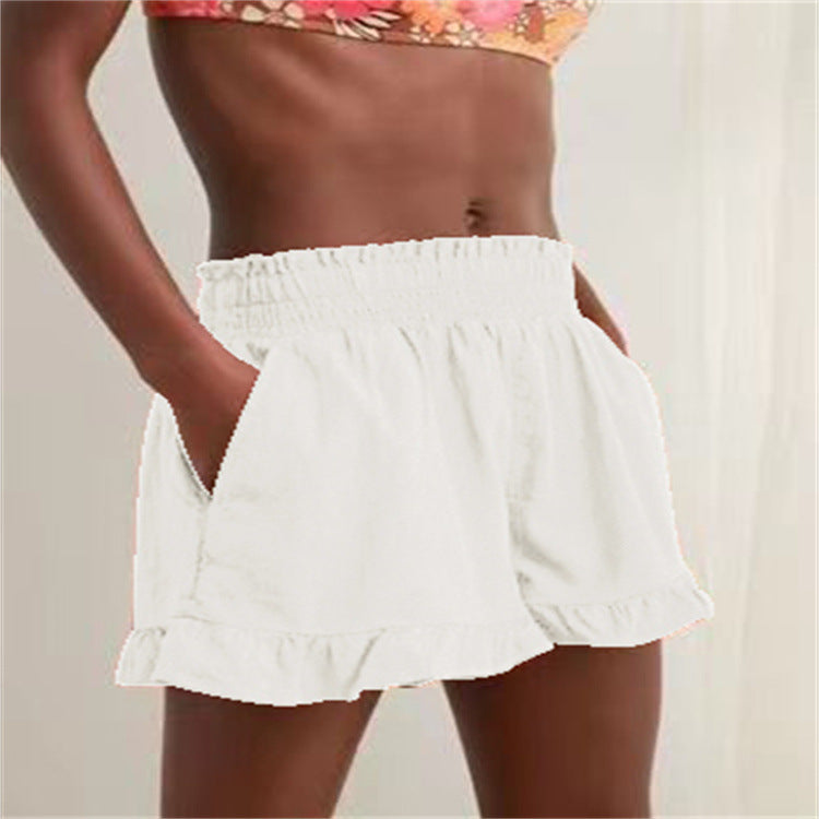 Damen lässige Sommer-Shorts mit elastischem Bund und voluminösem Saum EB