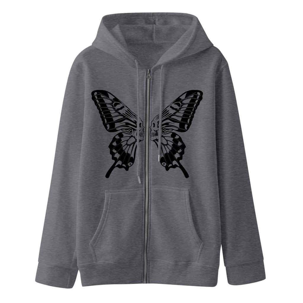 Damen Kapuzensweatjacke mit einzigartigem Schmetterlingsdruck EB