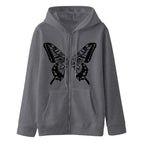 Damen Kapuzensweatjacke mit einzigartigem Schmetterlingsdruck EB