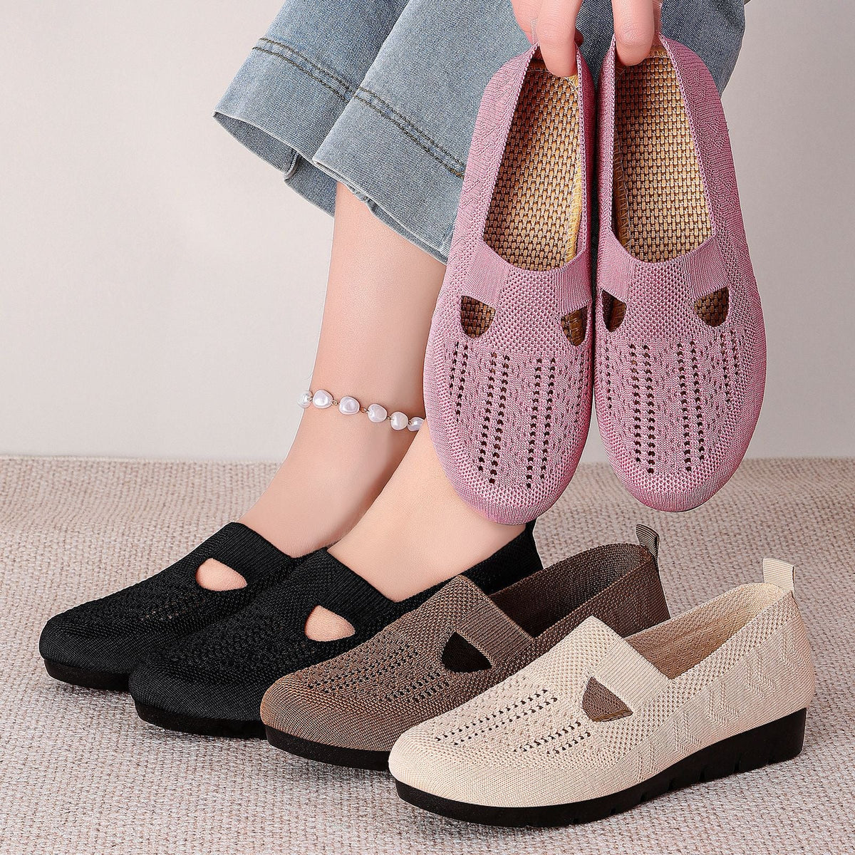 Damen Atmungsaktive und bequeme Freizeitschuhe mit elastischem Einsatz EB